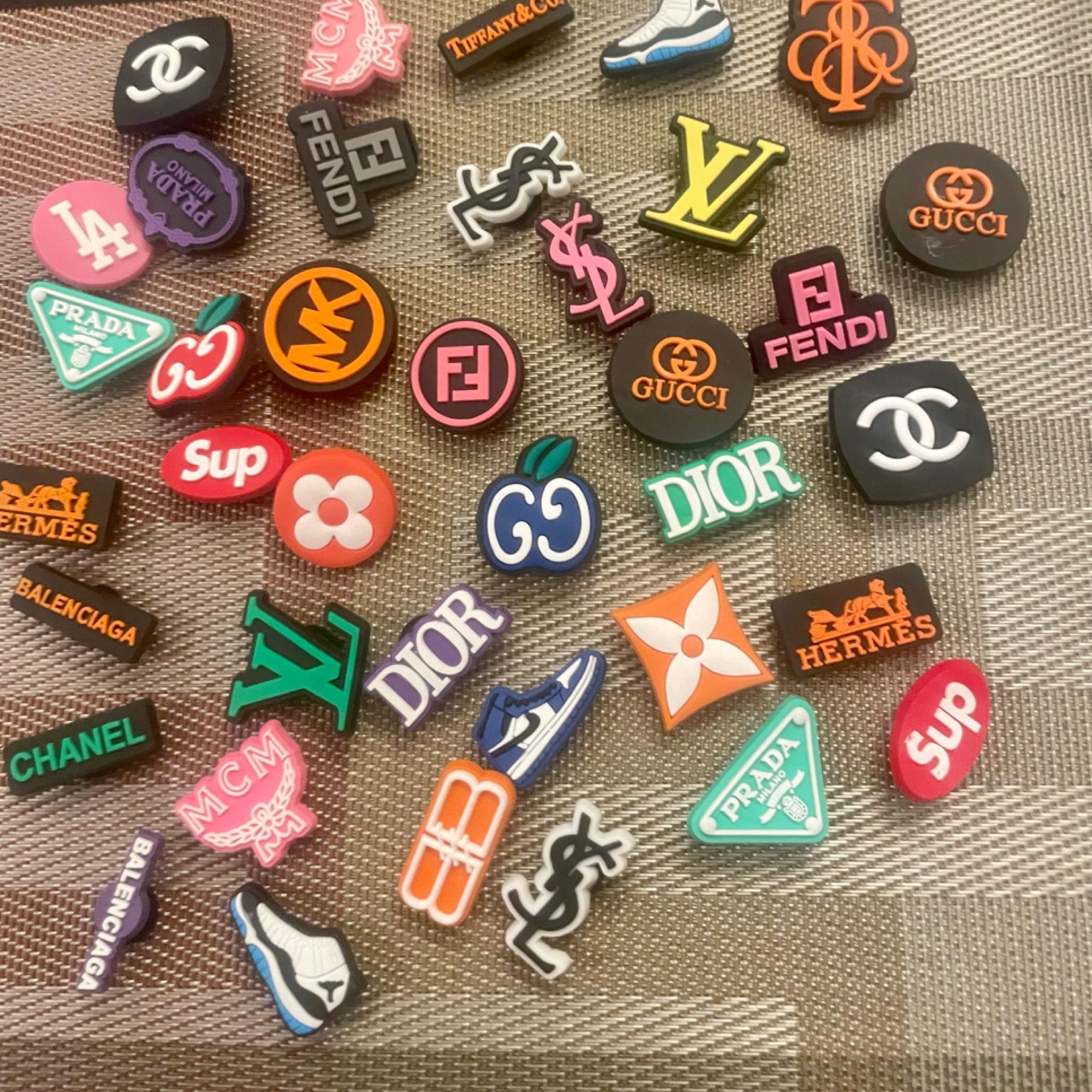 8 Piece Designer Croc Charms Nike/GG/CC/Dior And More for Sale