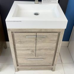 24" Freestanding Rustic Gray Hotel Design Bathroom Vanity