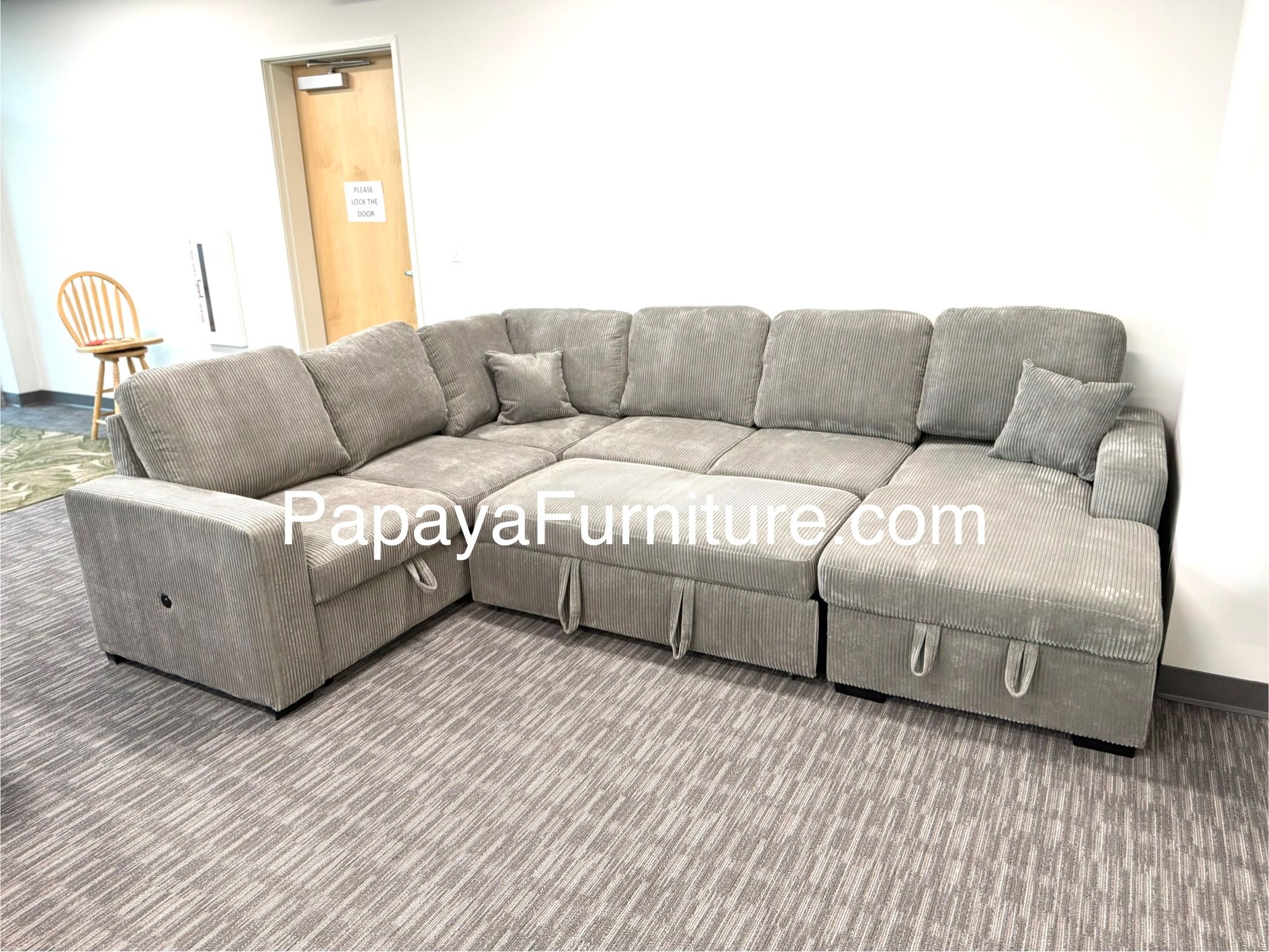 120” New! Large Sectional Sofa Bed, Plush Sectional Sofa Bed, Sleeper Sofa, Couch, Sectional, Grey Sectional Couch, Gray Sofa Bed,Corduroy Sleeper Sof