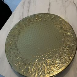 18”  Cake Stand Gold Metal  (missing One Leg