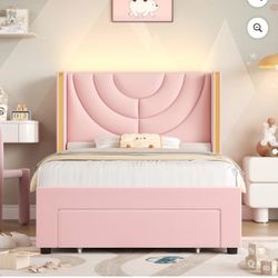 Twin Size LED Bed Frame, Pink