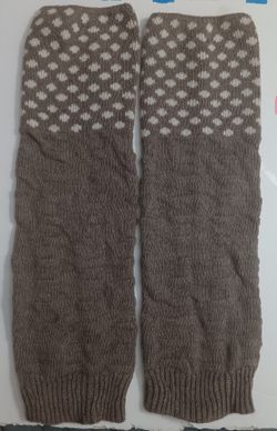 Boot Socks Light Brown W/White Polka Dots On Top One Size Fits