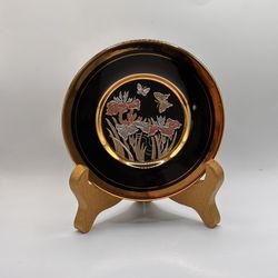 Vintage 1987 Art of Chokin Decorative Plate-Irises & Butterflies-Limited Edition⭐️FULL Details Below
