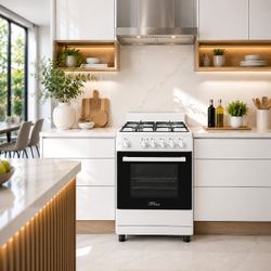 Premium Levella 24" Freestanding Gas Range with 4 Italian Sabaf Burners, 2.7 Cu. Ft. Oven, LPG Convertible in White (PGS2445FW)
