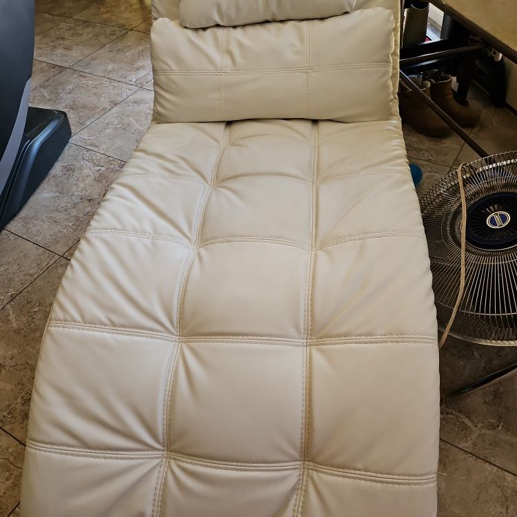 All White Leather Chaise 