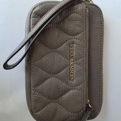Vera Bradley Quilted Sycamore Leather Sophie Wristlet – Taupe Gray