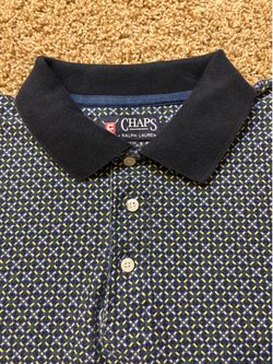 Chaps Ralph Lauren Golf Polo Mens Size Medium Geometric Print Vintage Y2K
