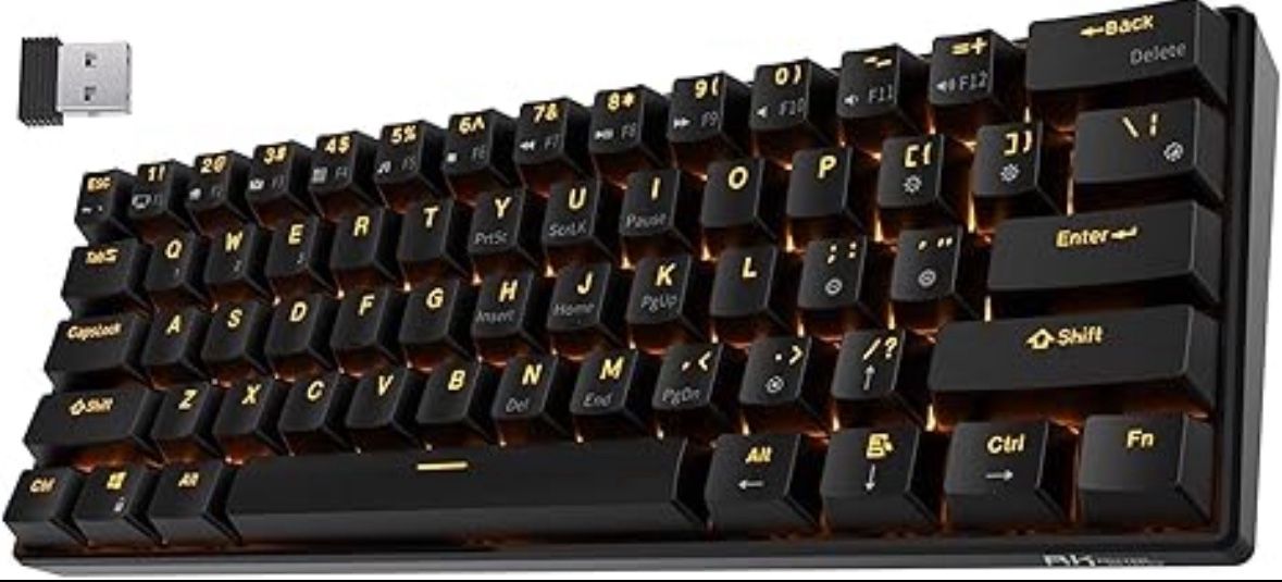RK ROYAL KLUDGE RK61 Wireless 60% Triple Mode Mechanical Keyboard, 61 Keys Bluetooth Mechanical Keyboard, Compact Gaming Keyboard with Programmable So