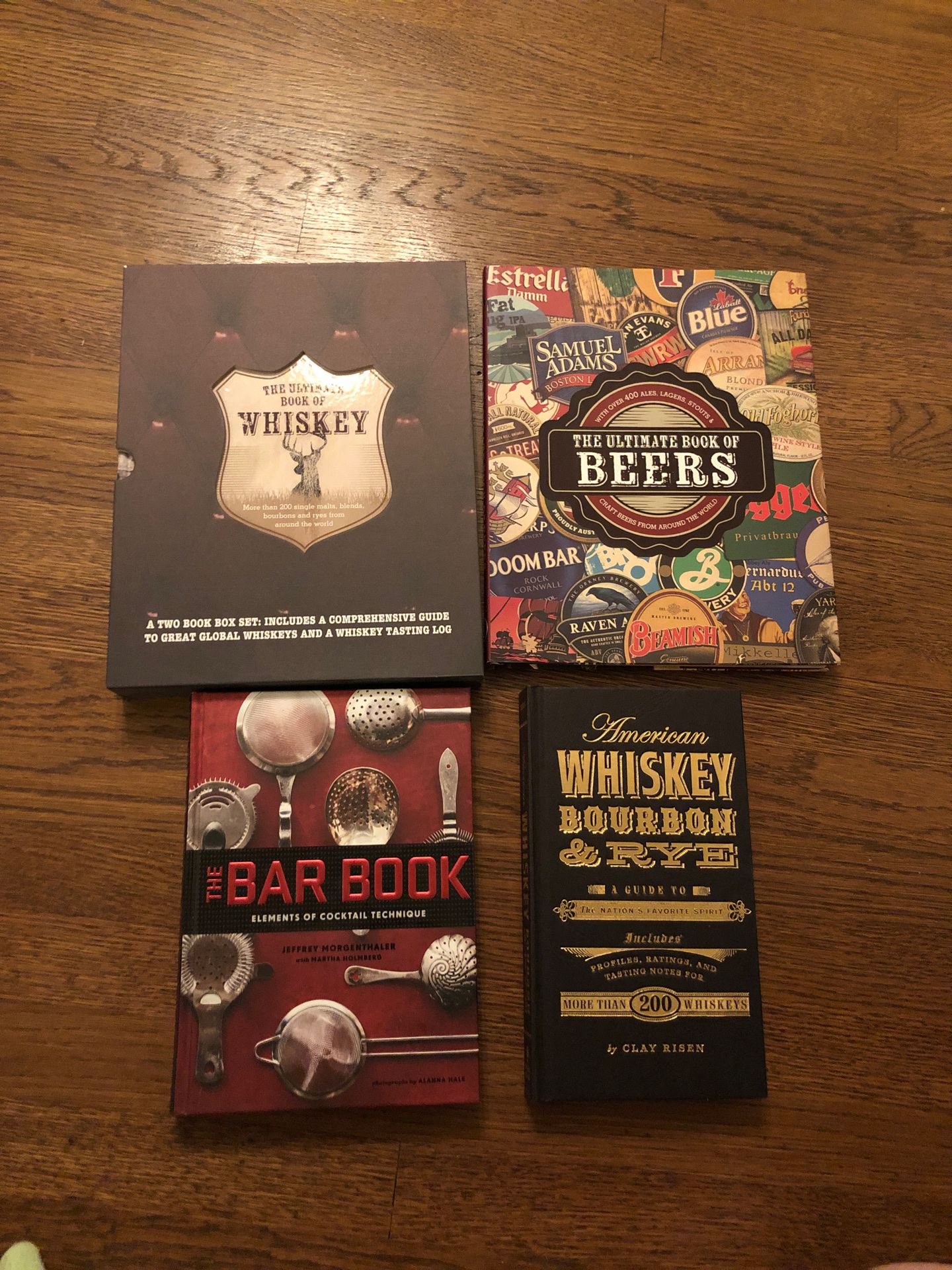 Whiskey , beer and bar books, new condition