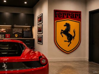 Large Hand-Painted Ferrari Sign – 71” Tall × 48” Wide