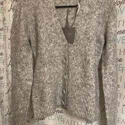 Marked Gray Women's Cardigan With Rhinestones Buttons,  Size XS