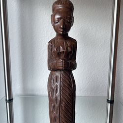 🤎 Hand-Carved Wooden Figure of a Kneeling Woman - Tribal Art 🌍