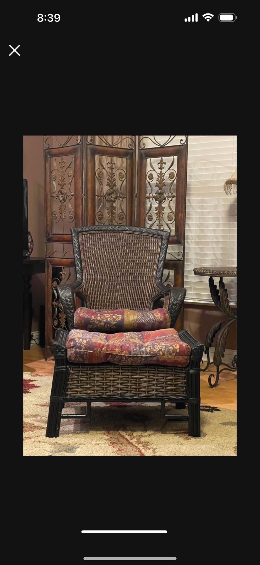 Wicker Rocking Chair With Footrest