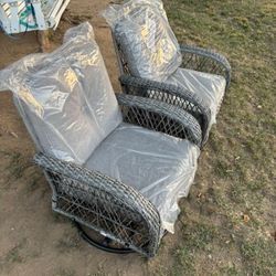 Two Piece Patio Swivel Chair Set Brand New Swivel Rocking Chairs Available In Light Gray Dark Gray Beige Or Brown Cushions ,,🆕✈️✈️🚚🆕