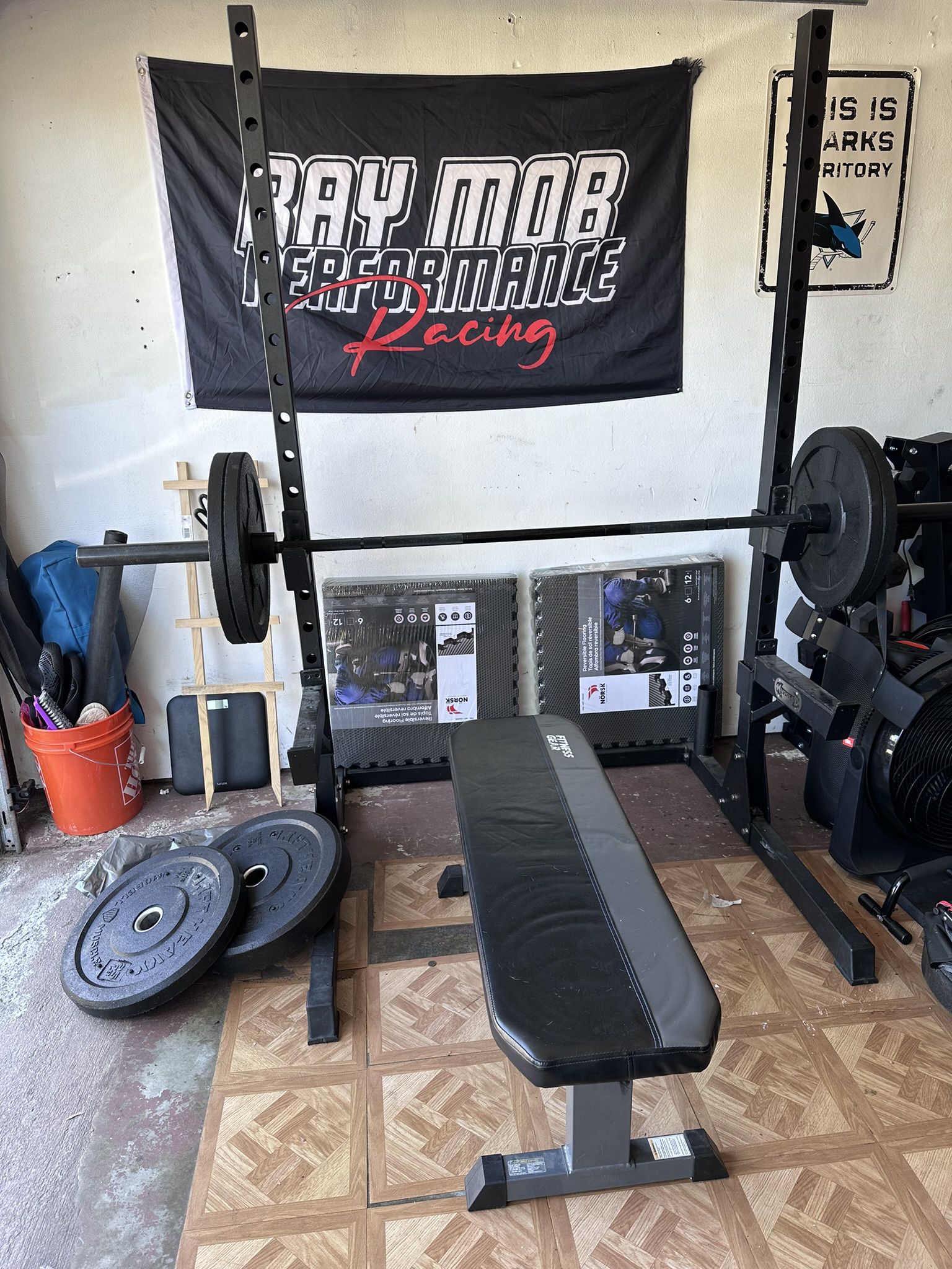 Half Rack W/ Bench And 225lb Weight Set. $800 OBO