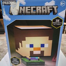 Minecraft Steve Icon Lamp Paladone 3 Brightness LED Light New Open Box