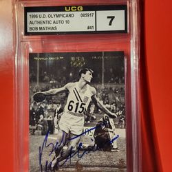 Autographed 1996 Upper Deck OlympicCard #41 Bob Mathias UCG 10/ 7
