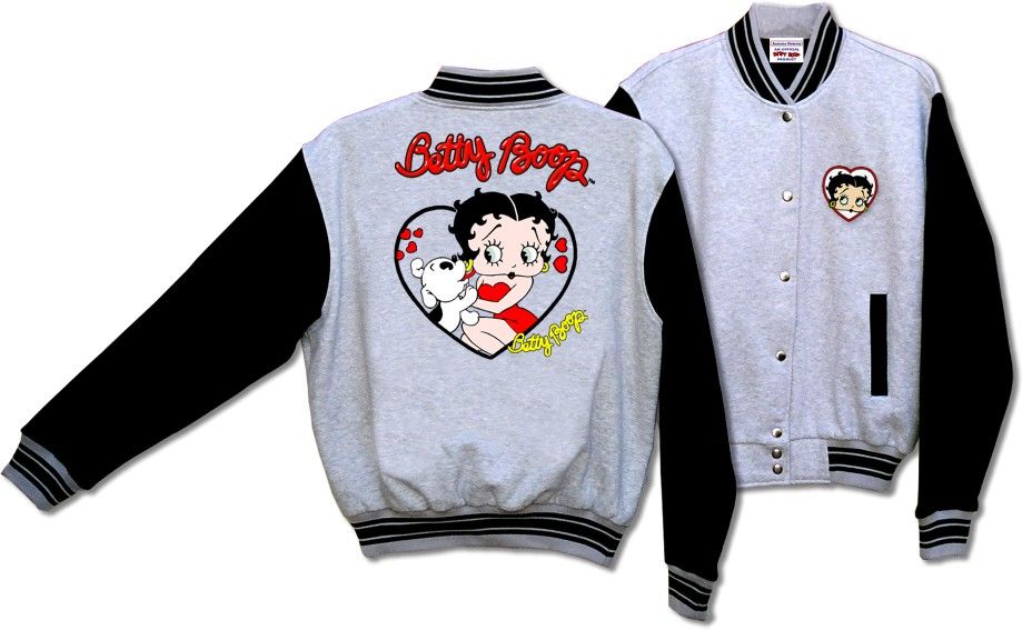 Betty Boop Fully Embroidered Fleece Baseball Jacket L &XL