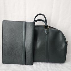 Auth Louis Vuitton Taiga Kendall Epicea Travel Bag And Laptop/Document Sleeve Bundle 