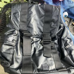 JoyLab Black Minimalist Backpack with Glossy Finish and Adjustable Straps