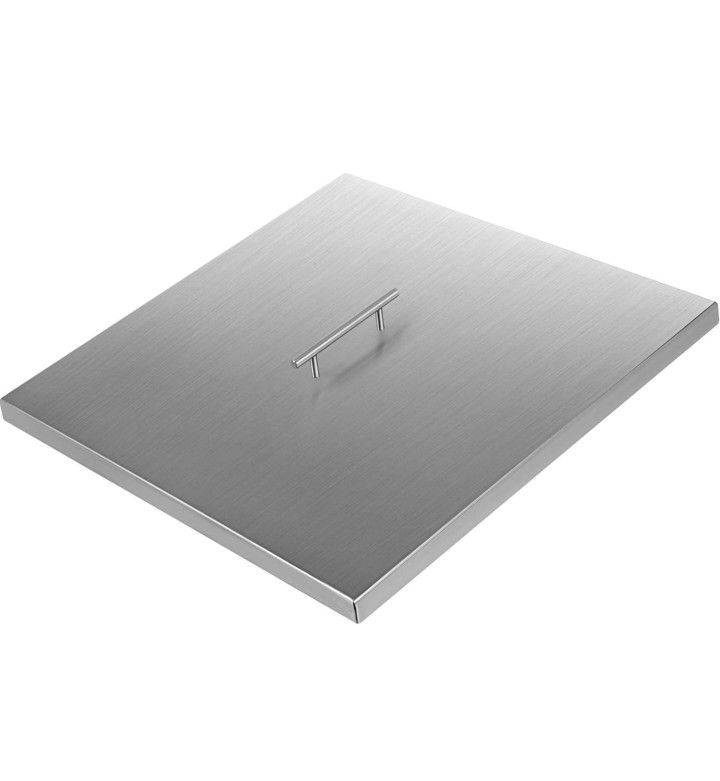 VBENLEM Fire Pit Lid 21 x 21 Inch 1.5mm Thick 430 Stainless Steel Fire Pit Burner Cover Square Fire Pit Lid for Drop-in Fire Pit Pan

