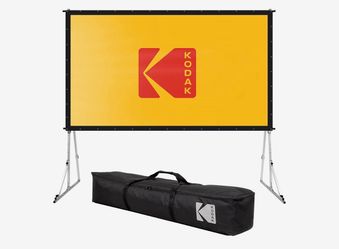 Kodak 150” Portable Projector Screen W/Stand - Fast Fold White Projection Backdrop for Outdoor & Indoor Movies with Tripod