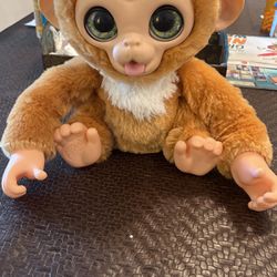 FurReal Hasbro Monkey  Interactive Golden Brown 2017 9 inches