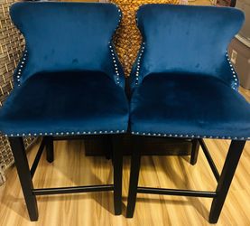 Blue Velvet Bar Stools
