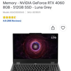 Lenovo LOQ 15.6” Gaming Laptop.    Luna Grey 