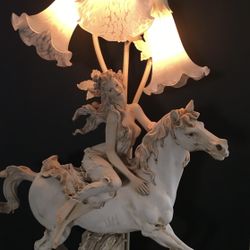 Art Deco Lady Riding A Horse Lamp RARE!