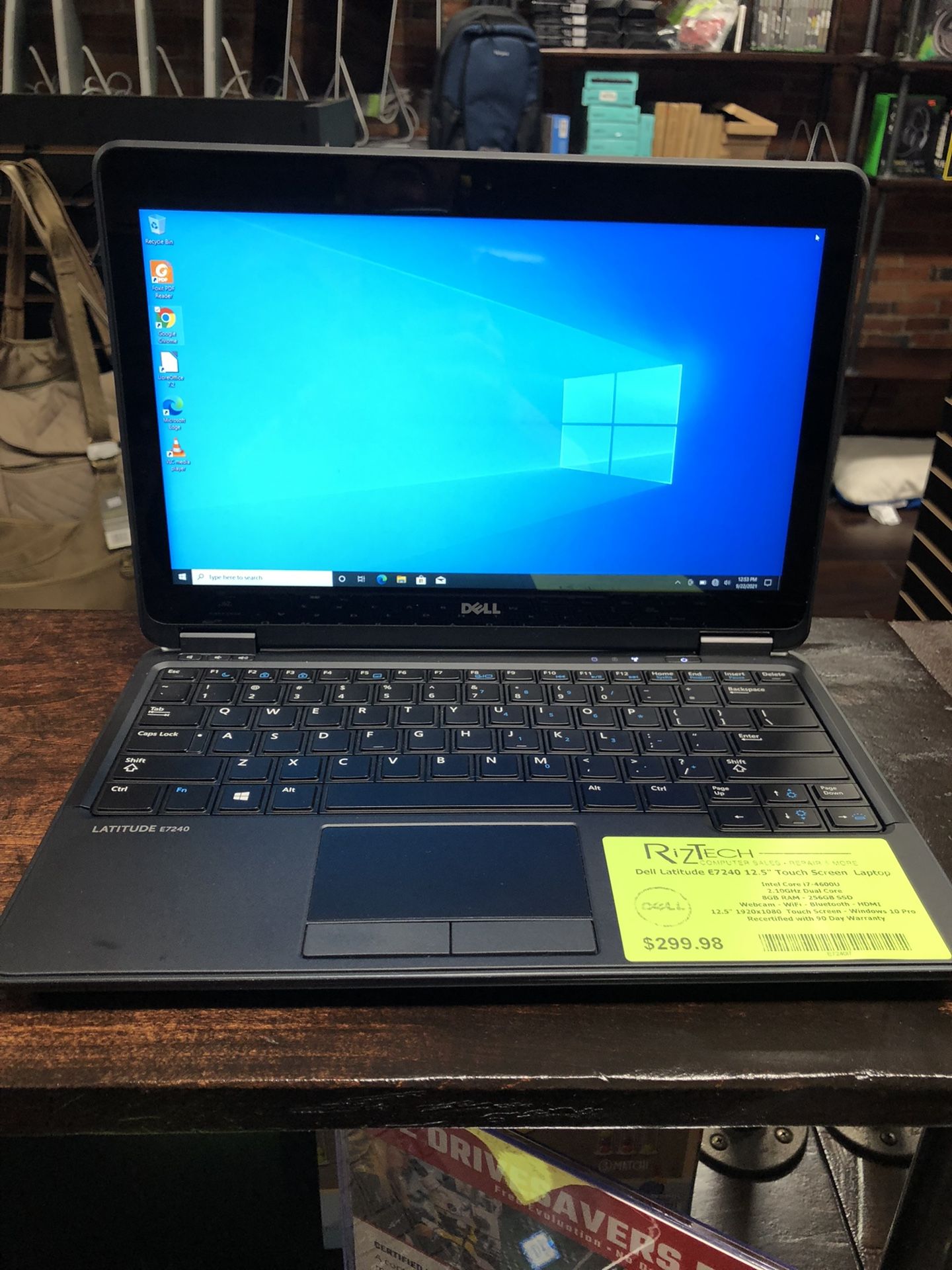 Dell Latitude E7240 Touchscreen Laptop i7 2.10GHz 8GB RAM 256GB SSD W10Pro 12.5” Webcam WiFi