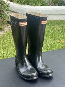 Hunter Kids Rain Boots (4M / 5F Youth) Original Tall Black Gloss