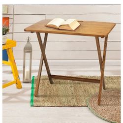 TV Tray Folding XL White Top/brown Legs