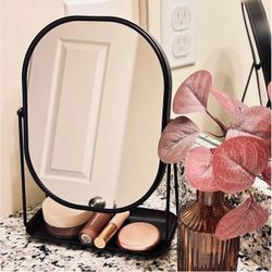 Magnolia Hearth and Hand Black Swivel 2 Sided Vanity Flip Mirror with Tray