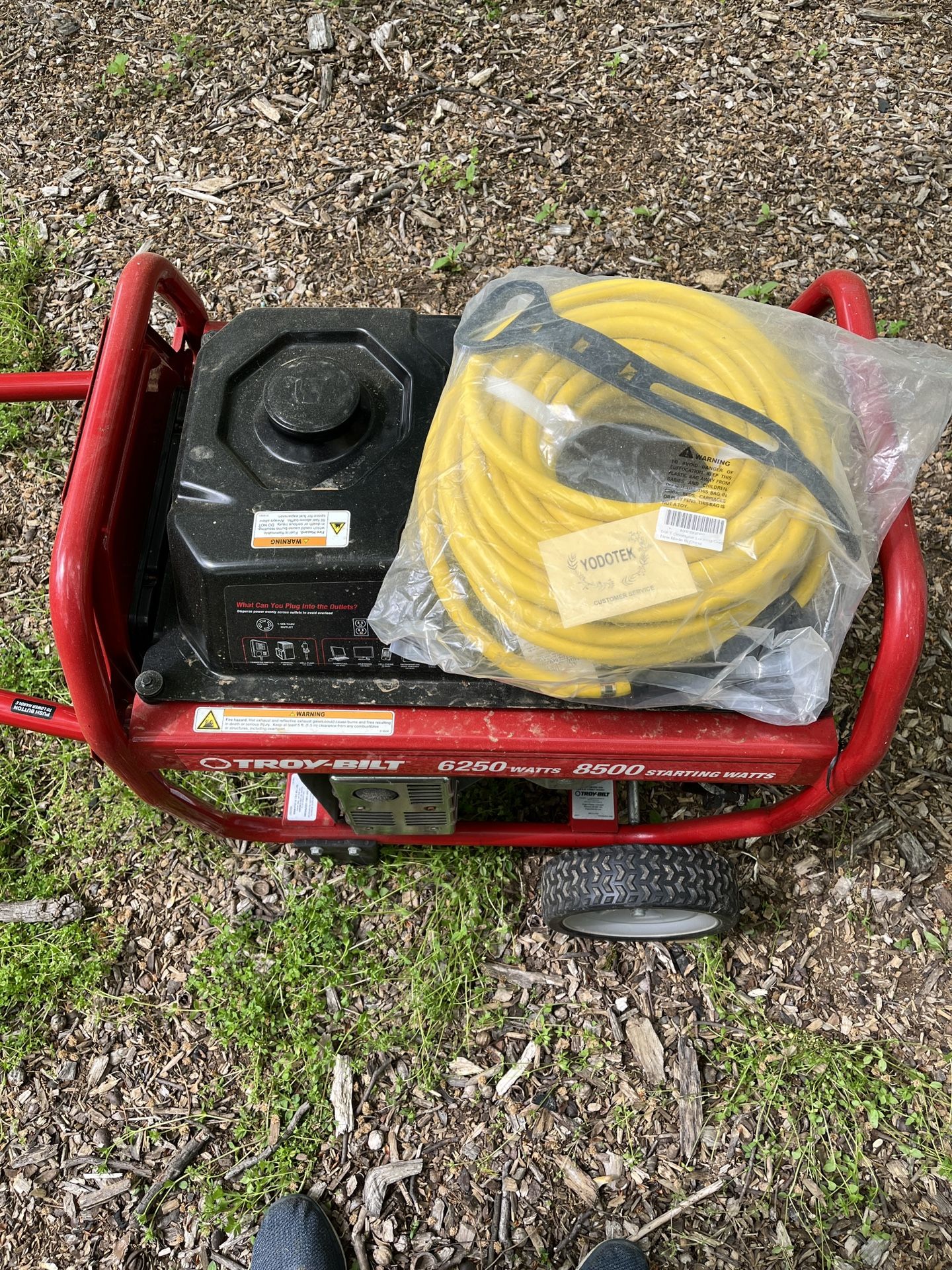 TroyBilt 6250 Watt Portable Generator with 50’ Power Cord for