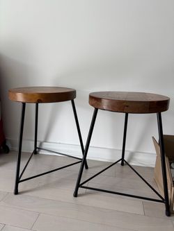 2 Rustic handmade wooden stools
