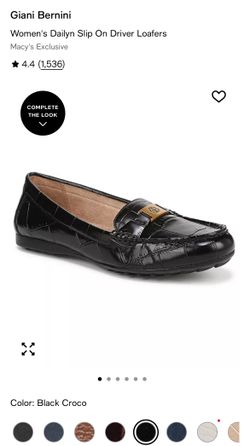 Slip On Loafers Black Croco Size 7