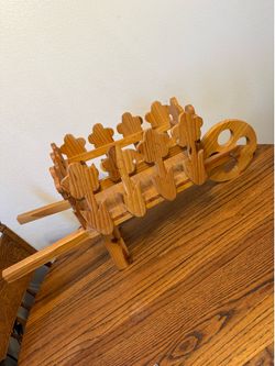 Wooden vintage tulip wheel barrel