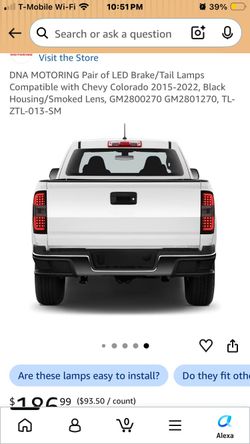 DNA MOTORING Pair of LED Brake/Tail Lamps Compatible with Chevy Colorado 2015-2022, Black Housing/Smoked Lens, GM GM, TL-ZTL-013-SM •