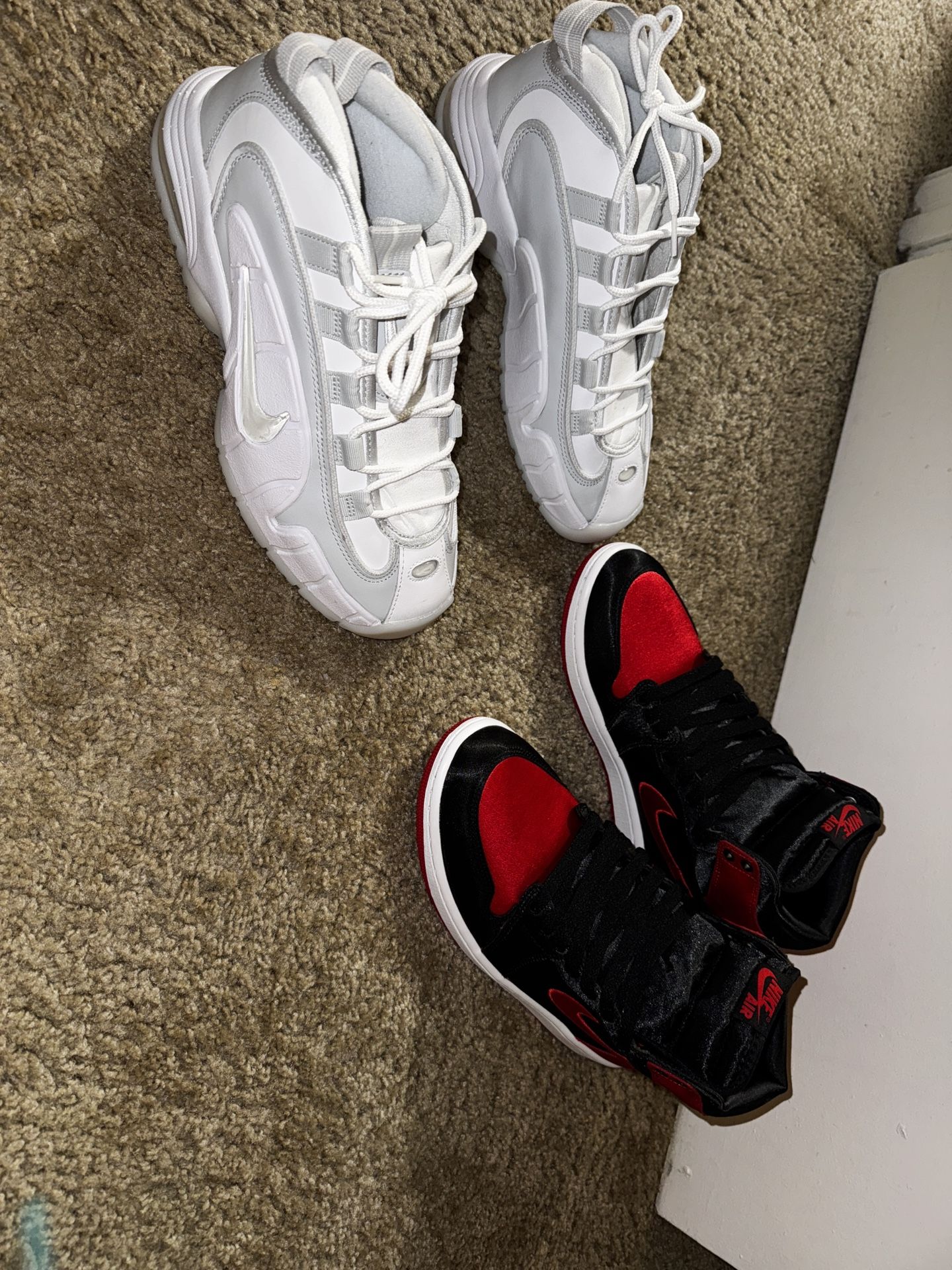 AirJordan 1s Satin:Bred & AirPenny2 Pure Platinum