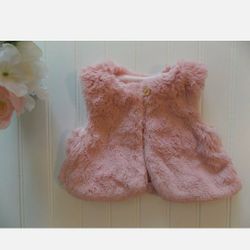 Gymboree Baby Girl Clothes 0-3 Months Blush Pink Faux Fur Vest- INCREDIBLY SOFT!