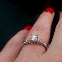 Engagement Diamond Platinum Ring And Band Size 6.5