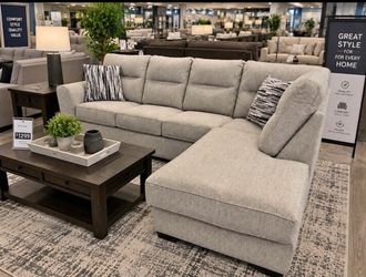 Gray Fabric Sectional Sofa with Chaise