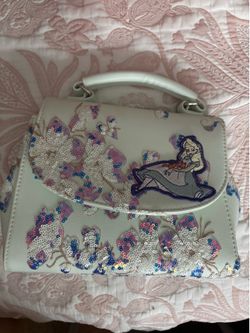Alice in Wonder Sequin Floral Top-Handle Loungefly Crossbody Bag
