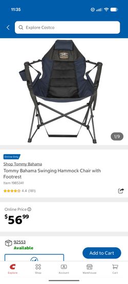 New Tommy Bahama Swinging Hammock Chair with Footrest