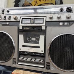 vintage Aiwa portable stereo cassette boombox from the late 1970s–early 1980s