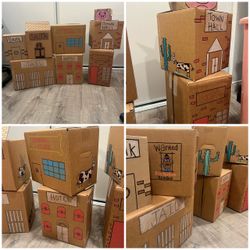 Handmade Cardboard Wild West Toy Story Town Play Set