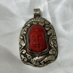 Red Coral Head Pendant