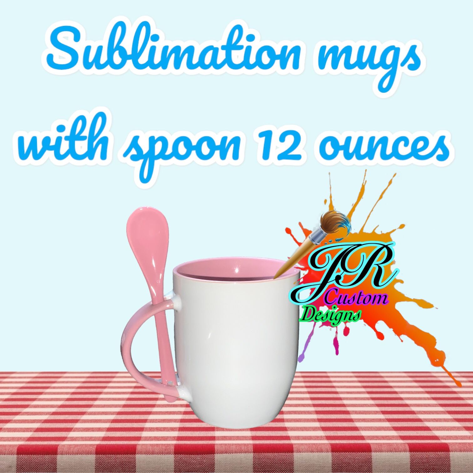 Pink, Sublimation Mug With Spoon