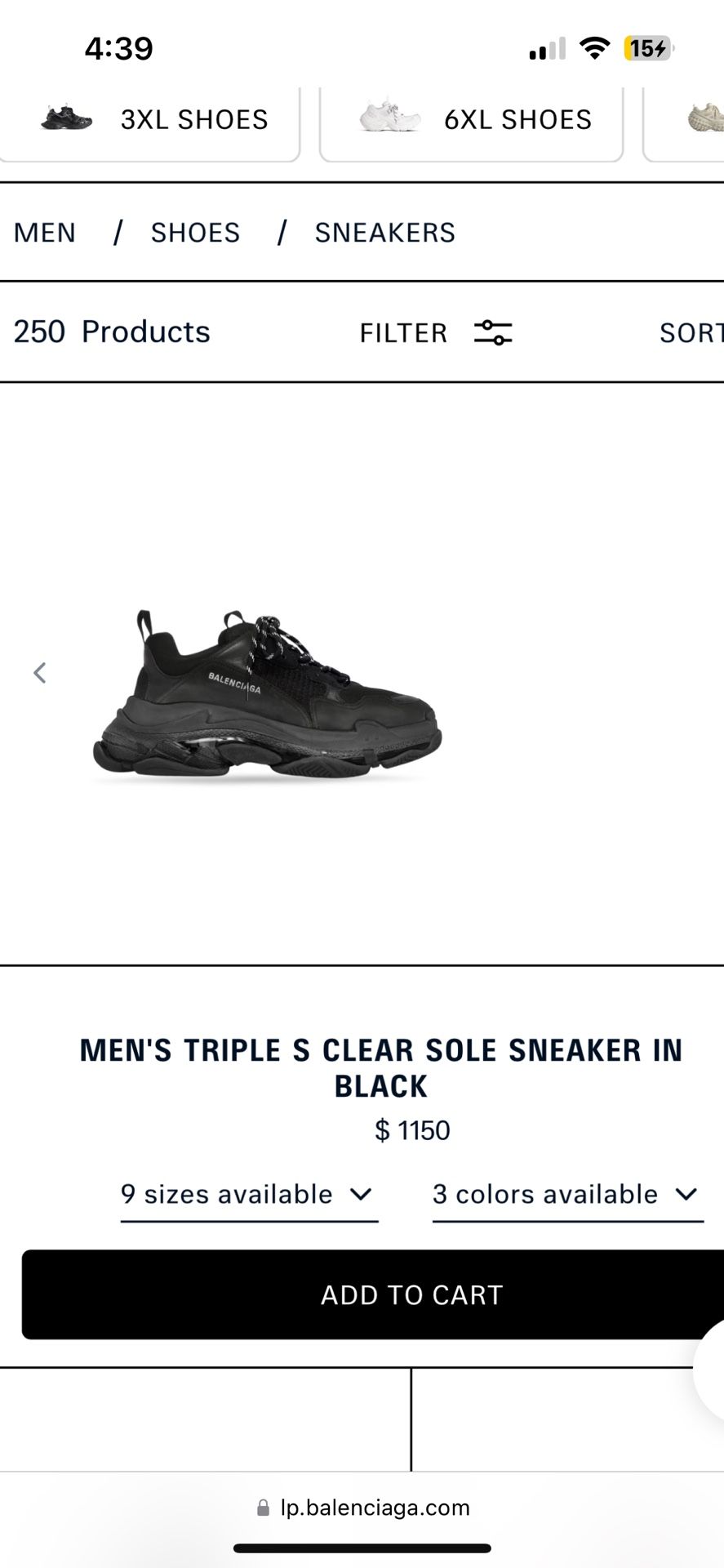Balenciaga Triple S Black Size 41